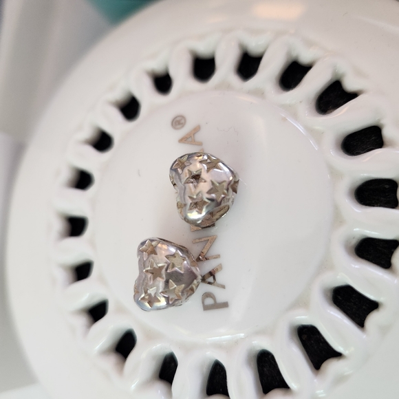 Pandora  pair ( 2 for 25.00)  heart shape with open stars - Picture 5 of 5